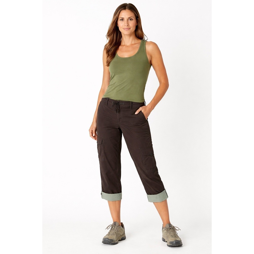 Eddie Bauer Cargo Capris Pants Women 10 Brown Utility Crop